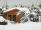 chalet en bois sous la neige